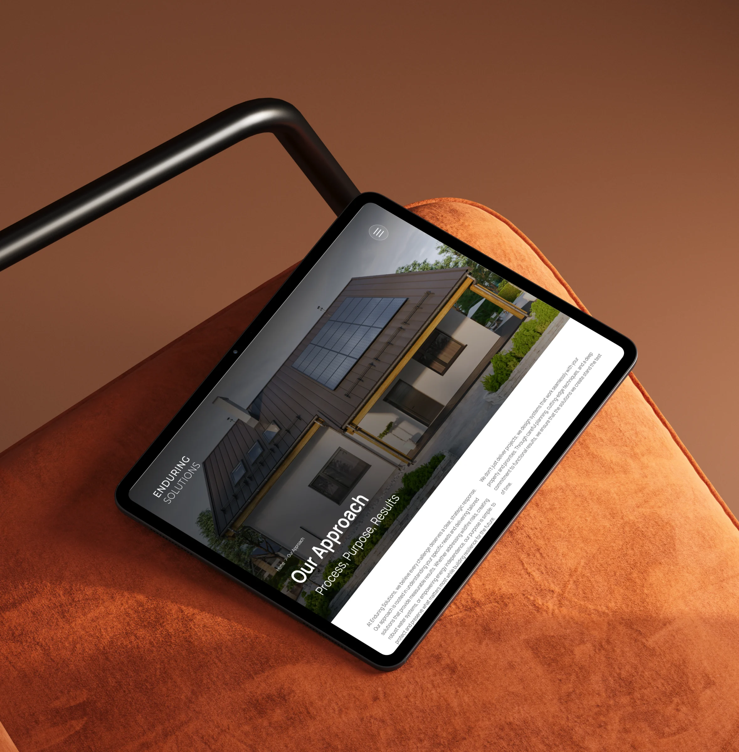 Enduring Solutions website displayed on a tablet