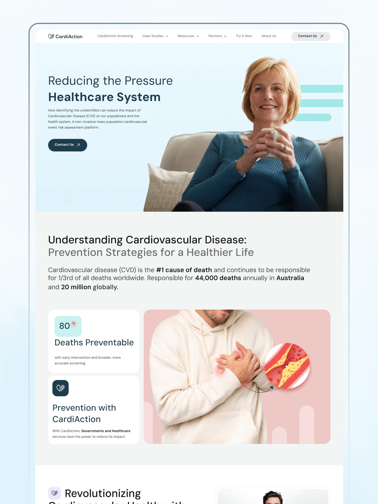 CardiAction cardiovascular health platform homepage