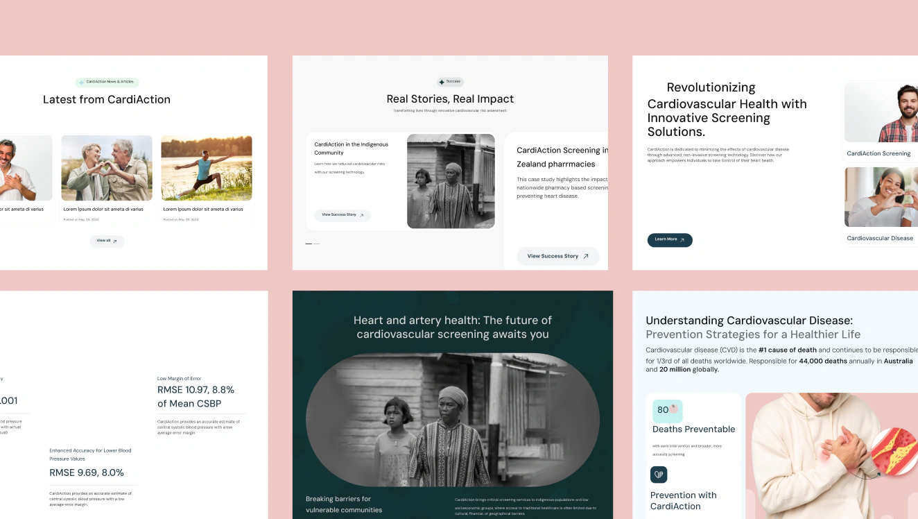 CardiAction website interface collection